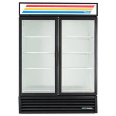 True GDM-49-HC~TSL01 54 1/8" White Two Section Glass Door Refrigerated Merchandiser with LED Lighting - 115V