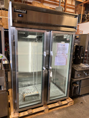 Continental Model 2RNSSGD 52" Two Section Reach In Refrigerator 48 cubic feet, 115v 'Stainless steel exterior and interior' scratch and dents