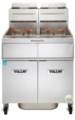 Vulcan 2TR45AF-1 PowerFry3 Natural Gas 90-100 lb. 2 Unit Fryer System with Solid State Analog Controls and KleenScreen Filtration - 140,000 BTU