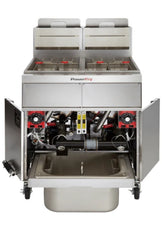 Vulcan 2TR45AF-1 PowerFry3 Natural Gas 90-100 lb. 2 Unit Fryer System with Solid State Analog Controls and KleenScreen Filtration - 140,000 BTU