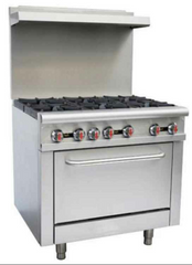Sapphire Manufacturing SE-RA36 36" Gas Restaurant Range w/ (6) Open Burners, (1) Standard Oven, 211.000 BTU