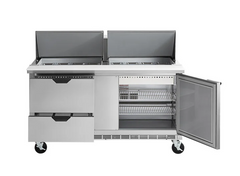 Beverage-Air SPED60HC-24M-2 60" 1 Door 2 Drawer Mega Top Refrigerated Sandwich Prep Table