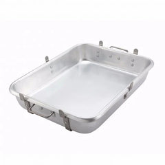 Winco ALRP-1824L Aluminum Roasting Pan with Straps, Handles, and Lugs (Bottom) - 24" x 18" x 4-1/2"