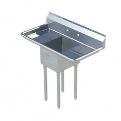 Sapphire SMS-1821D 54" One Compartment Sink with 18"L x 21"D x 14"H Bowl, Left and Right Drainboard