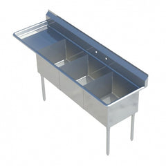 Sapphire Manufacturing SMS-3-1014L Three Compartment Sink w/ 10"W x 14"L x 11"D Bowls