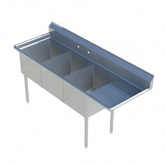 Sapphire Manufacturing SMS-3-1014R Three Compartment Sink w/ 10"W x 14"L x 11"D Bowls
