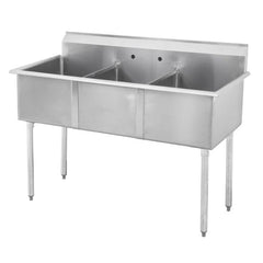 Sapphire SMSQ1214-3 36" Stainless Steel 12" x 14" x 13" Bowl Size Three Compartments Budget Sink