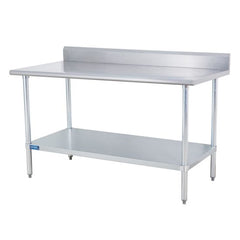Sapphire SMTB-2460G 24"D x 60"L Stainless Steel Worktable with Galvanized Undershelf with 5" Backsplash