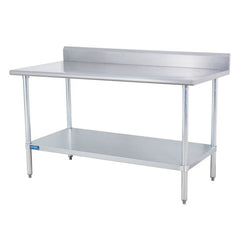 Sapphire SMTB-3030G 30"D x 30"L Stainless Steel Worktable with Galvanized Undershelf with 5" Backsplash