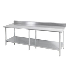 Sapphire SMTB-24120G 24"D x 120"L Stainless Steel Worktable with Galvanized Undershelf with 5" Backsplash