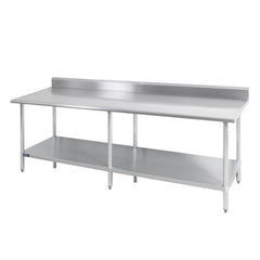 Sapphire SMTB-2496G 24"D x 96"L Stainless Steel Worktable with Galvanized Undershelf with 5" Backsplash