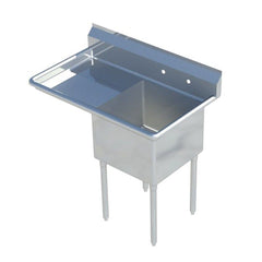 Sapphire SMS-1416L One Compartment Sink with 14" Left Drainboard - NSF - 30 1/2" Total Width (14"x16" Bowl)