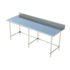 Sapphire SMTOB-2484G 84"W x 24"D Stainless Steel Open Base Work Table with 5" Backsplash and Galvanized Legs