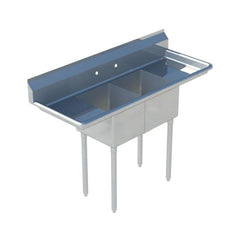 Sapphire SMS-2-1416D 56" Compartment Sink with 14"L x 16"D x 11"H Bowl, Left and Right Drainboard