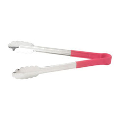 Winco UTPH-16R Red Polypropylene Handle 16" Long Heat-Resistant Heavy-Duty Stainless Steel Utility Tongs