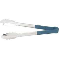 Winco UTPH-16B Blue Polypropylene Handle 16" Long Heat-Resistant Heavy-Duty Stainless Steel Utility Tongs