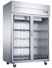 Dukers D55AR-GS2 55" Two Section Glass Door Top Mount Reach-In Refrigerator | 40.74 Cu. Ft.