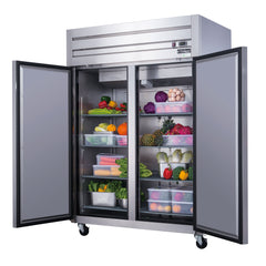 Dukers D55AR 55" Two Section Solid Door Top Mount Reach-In Refrigerator | 40.74 Cu. Ft.