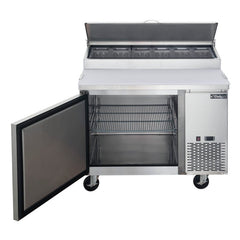 Dukers DPP44-6-S1 44" Commercial Single Door Pizza Prep Table Refrigerator - 9.9 Cu. Ft.