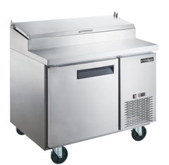 Dukers DPP44-6-S1 44" Commercial Single Door Pizza Prep Table Refrigerator - 9.9 Cu. Ft.