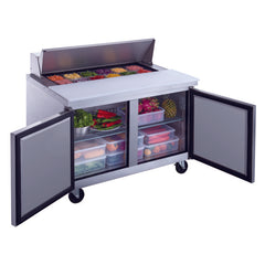 Dukers DSP48-12-S2 48" 2-Door Commercial Food Prep Table Refrigerator in Stainless Steel - 11.5 Cu. Ft.