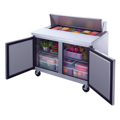 Dukers DSP48-12-S2 48" 2-Door Commercial Food Prep Table Refrigerator in Stainless Steel - 11.5 Cu. Ft.