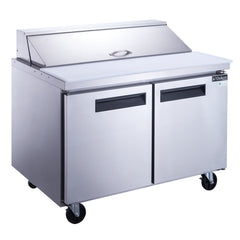 Dukers DSP48-12-S2 48" 2-Door Commercial Food Prep Table Refrigerator in Stainless Steel - 11.5 Cu. Ft.