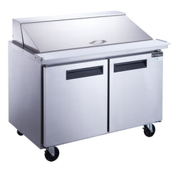 Dukers DSP48-18M-S2 48" 2-Door Commercial Food Prep Table Refrigerator in Stainless Steel with Mega Top - 11.5 Cu. Ft.