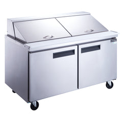 Dukers DSP60-24M-S2 60" 2-Door Commercial Food Prep Table Refrigerator in Stainless Steel with Mega Top - 14.3 Cu. Ft.
