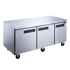 Dukers DUC72F 72" 3-Door Undercounter Commercial Freezer in Stainless Steel - 19 Cu. Ft.